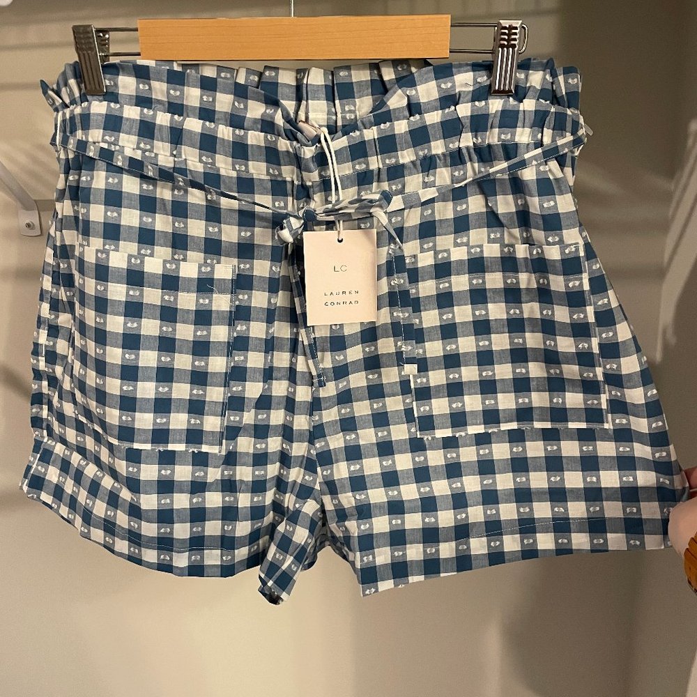 Lauren Conrad Blue Gingham Heart Shorts XL